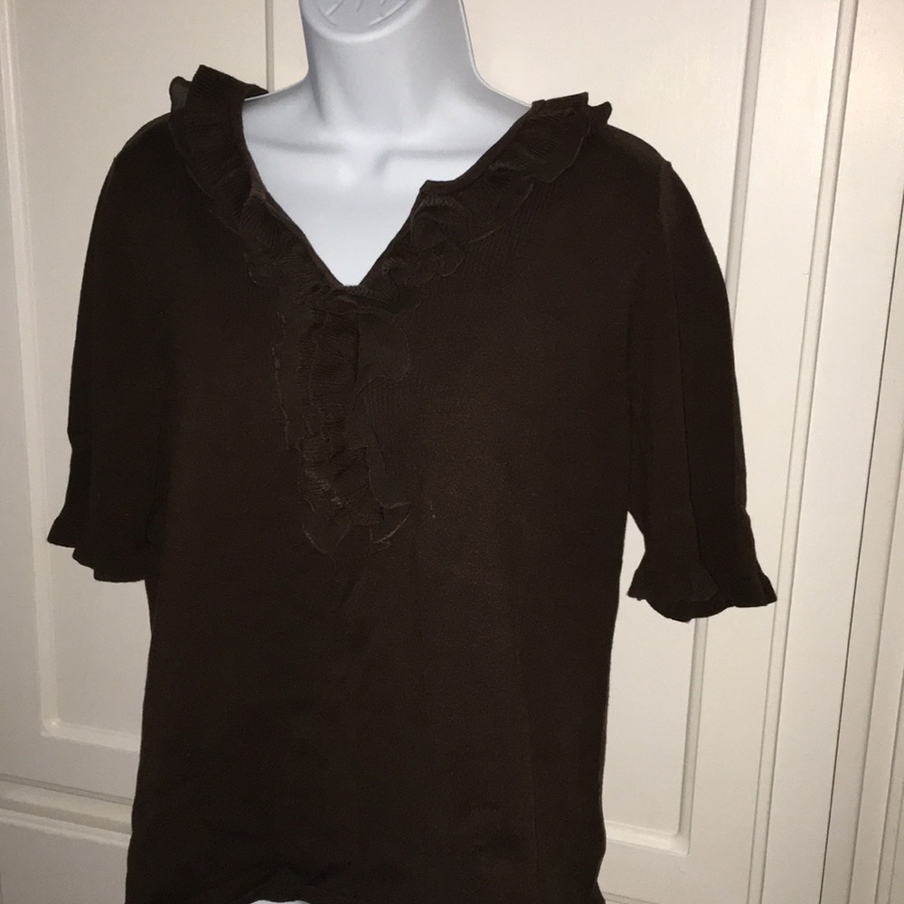 Silk blend mixed knit top